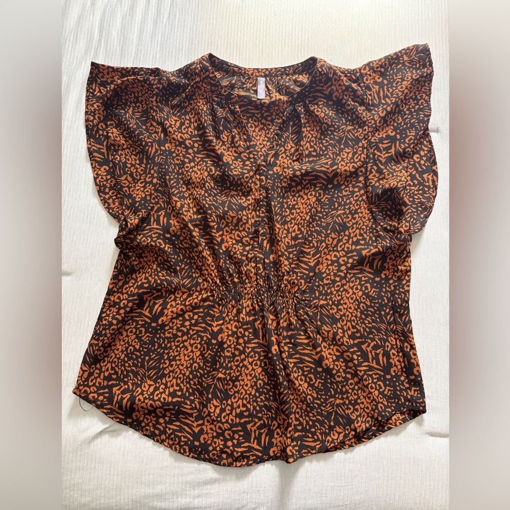 Massini Black and Orange Patterned Blouse